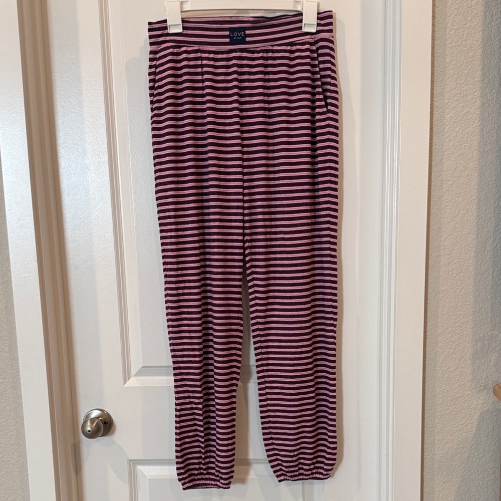 Love Pink and Black Striped Pajama Pants